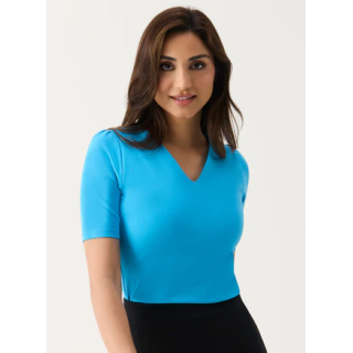 Curve V Neck Ponte Top - Blue