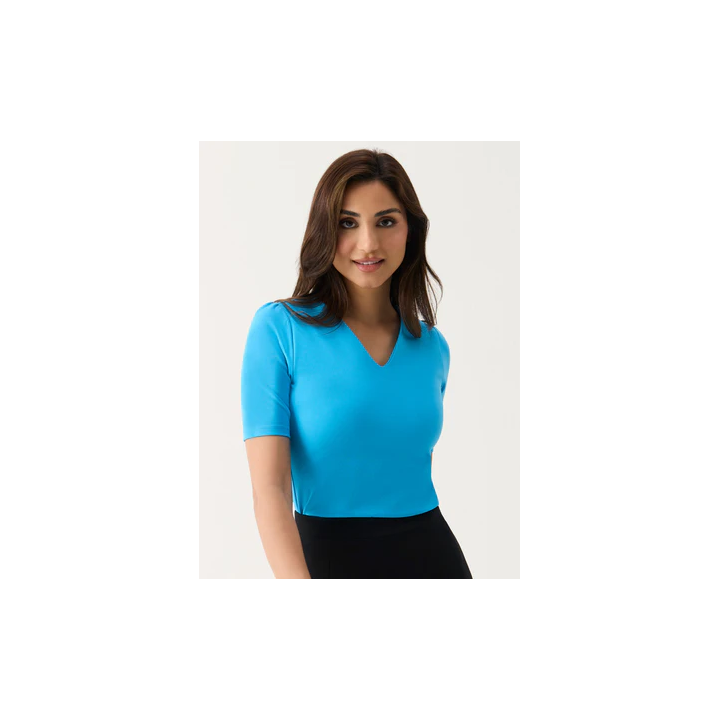 Curve V Neck Ponte Top - Blue
